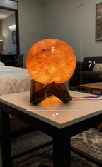 AB Pink Salt Decor Polished Sphere Himalayan Salt Lamp 6-7in Wood Base